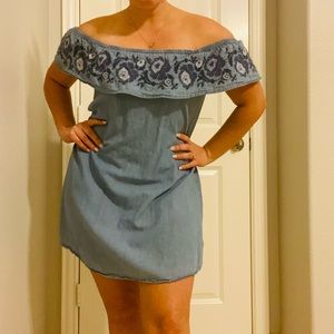 Off the Shoulder Jean Dress